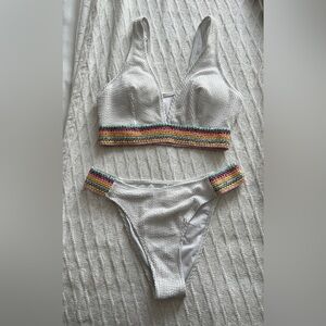 Women’s White with multicolored band Bikini